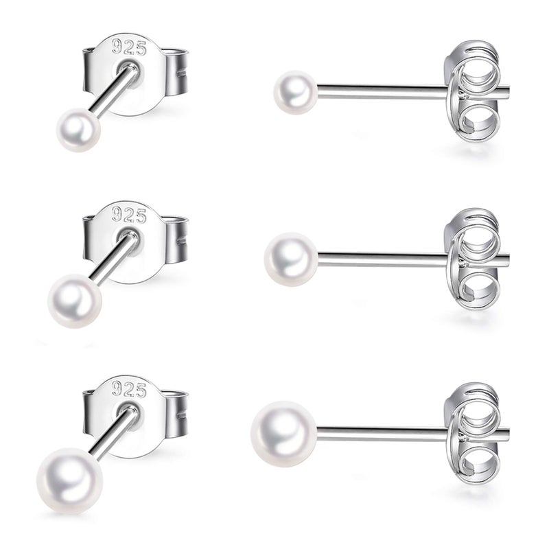EPIRORA Sterling Silver Stud Earrings for Women- 3 Pairs Tiny Ball Stud Earrings Round CZ Cubic Zirconia Earrings Pearl Earrings Set Cartilage Small Tragus Earrings(2mm,3mm,4mm) - Image 1
